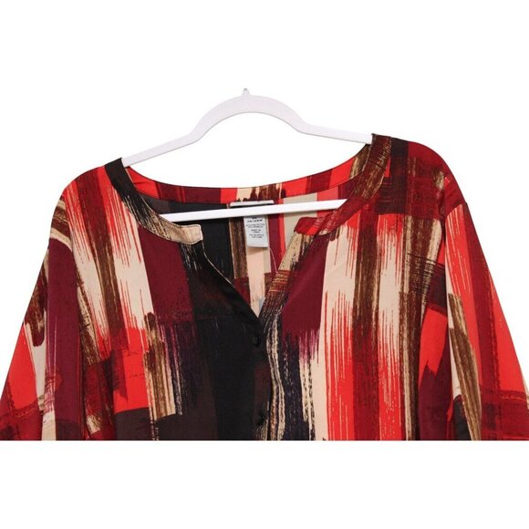 NWT Catherines Blouse Size 3X 26W 28W Abstract Button Front Stretch Career Boho - Picture 2 of 15